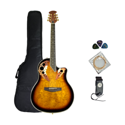 Caraya A-2016 Solid Mahogany Top Electric-Acoustic Guitar w/ Bevelled  Armrest +Bag, A-2016 AR SMT