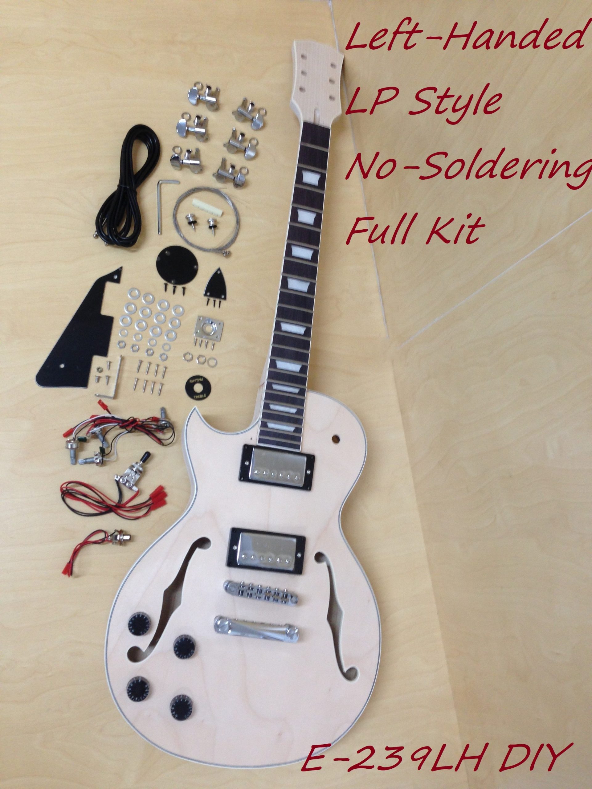 Complete No-Solder,Left-Handed Semi-hollow Body LP Electric Guitar DIY