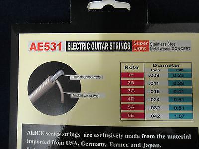 2 x Alice AE531 Super Light Electric Guitar Steel String Set. 0.009~0.042  inch - HillSound