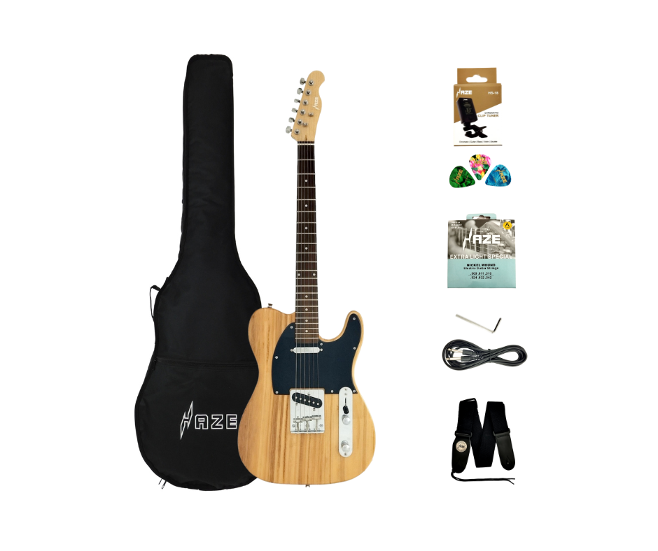 Haze HSTL 10NT Solid Body Electric Guitar,S-S,Ash Burl Top+Free  Strings+Strap+Gig Bag - HillSound