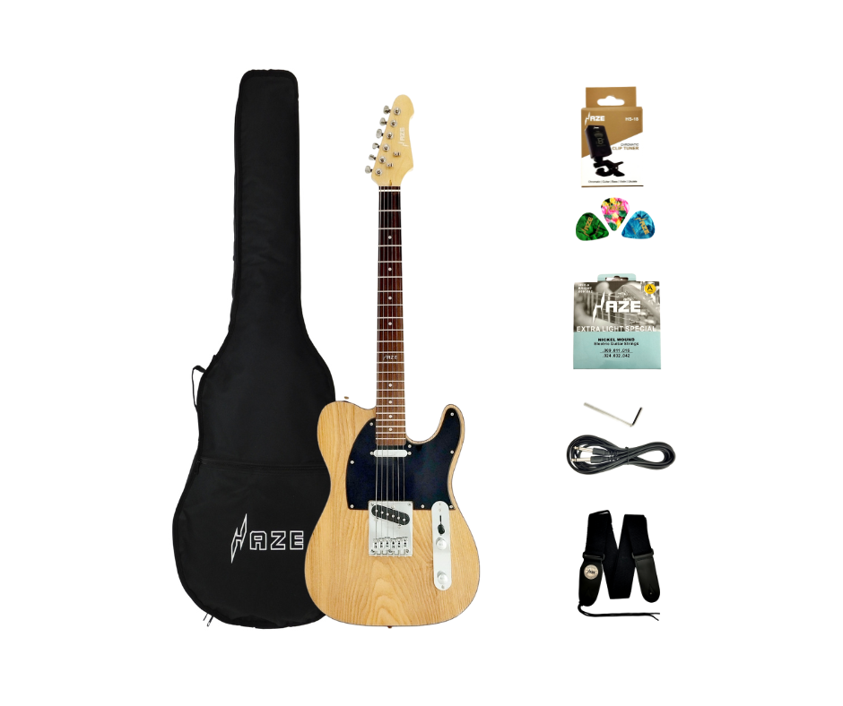 Haze HSTL 19100FNA Thru Solid Body Electric Guitar,S-S,Ash Burl Top+Free  Gig Bag - HillSound