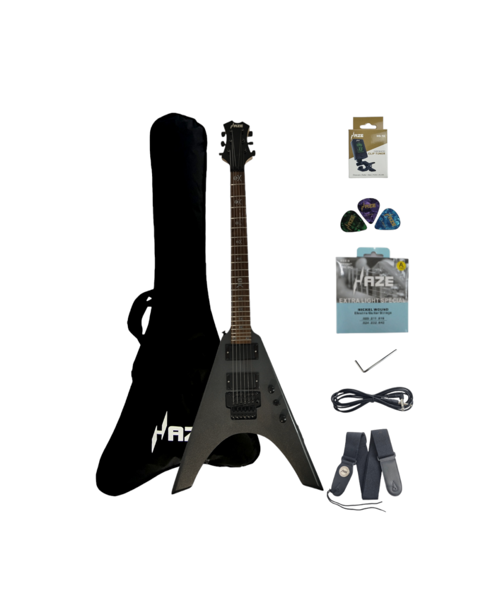 Haze HSFV 1940-J, Solidwood Gun Metal Grey, 6-String Electric